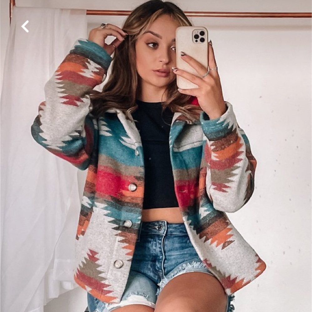 Last L then sold out! Bohemian Aztec Southwest Pattern Jacket - Picture 10 of 17